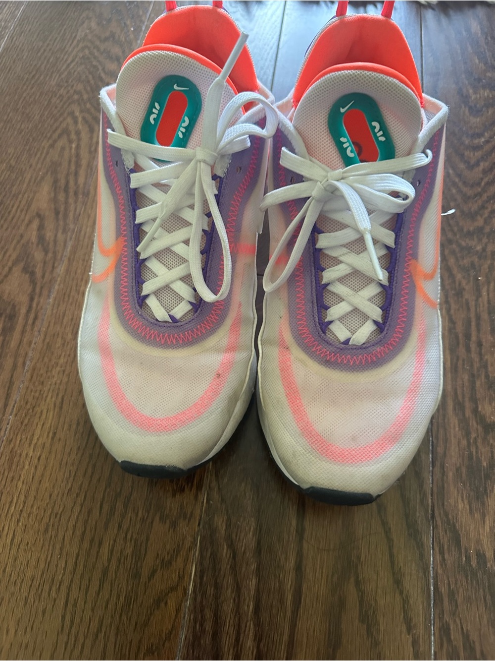 Nike Athletic Shoes in White with Neon Pink & Coral Accents